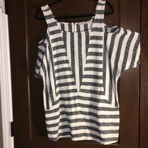 Soft Surroundings Black and White Striped Blouse